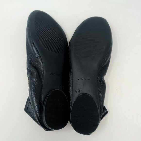 Vionic Black Ballet Slippers Shoes 9 Alexa Elastic Heel - Picture 7 of 10